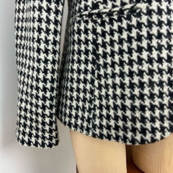 Vintage Houndstooth Black White Wool Blend Womens Blazer Jacket Coat Shacket M - Picture 5 of 15